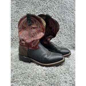 Men's Double H Brown Western Cowboy Boots Paisley Round Toe Side Zip Size 10
